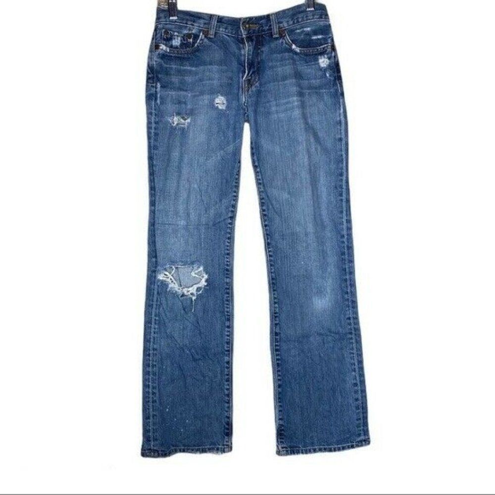 Lucky Brand Straight Leg Boyfriend Jeans Distressed Light Wash 26 Dungarees - Picture 1 of 12